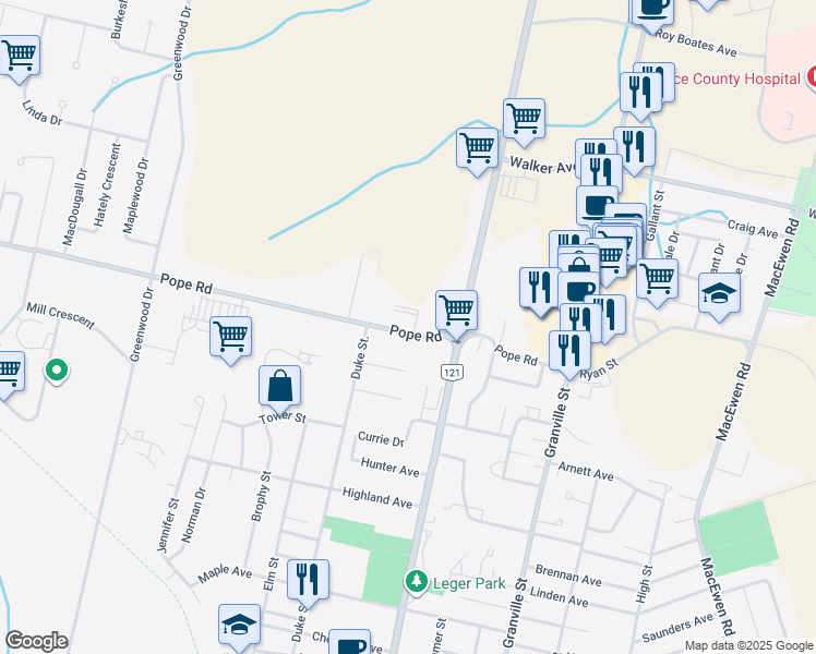 map of restaurants, bars, coffee shops, grocery stores, and more near 324 Pope Road in Summerside