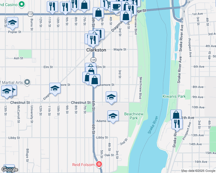 map of restaurants, bars, coffee shops, grocery stores, and more near in Clarkston