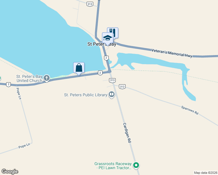 map of restaurants, bars, coffee shops, grocery stores, and more near 11 Mac Road in Saint Peters Bay