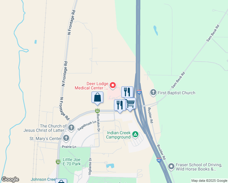 map of restaurants, bars, coffee shops, grocery stores, and more near 1100 Hollenback Lane in Deer Lodge