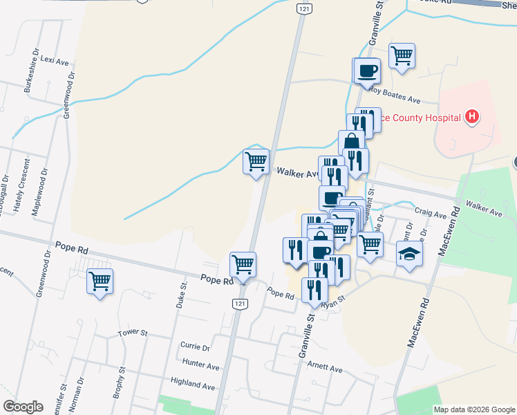 map of restaurants, bars, coffee shops, grocery stores, and more near 466 Central Street in Summerside