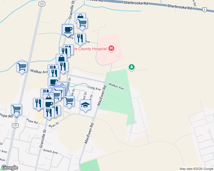 map of restaurants, bars, coffee shops, grocery stores, and more near 177 Walker Avenue in Summerside