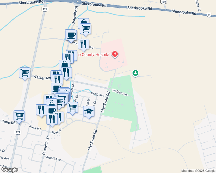 map of restaurants, bars, coffee shops, grocery stores, and more near 177 Walker Avenue in Summerside