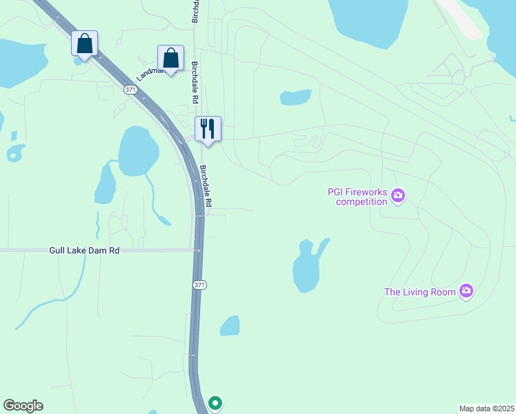map of restaurants, bars, coffee shops, grocery stores, and more near 18092 Minnesota 371 in Brainerd