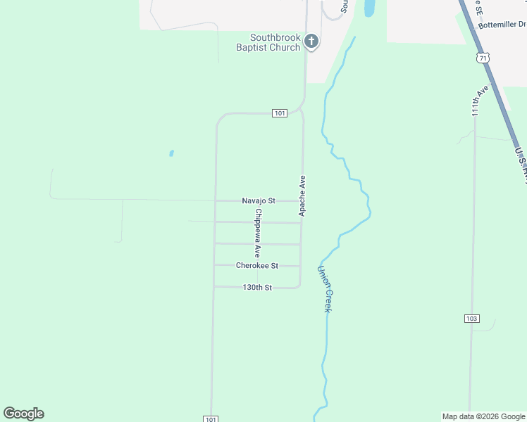 map of restaurants, bars, coffee shops, grocery stores, and more near 10407 Navajo Street in Wadena