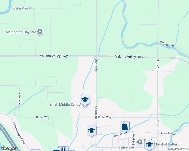 map of restaurants, bars, coffee shops, grocery stores, and more near 730 Cheyne Road in Zillah