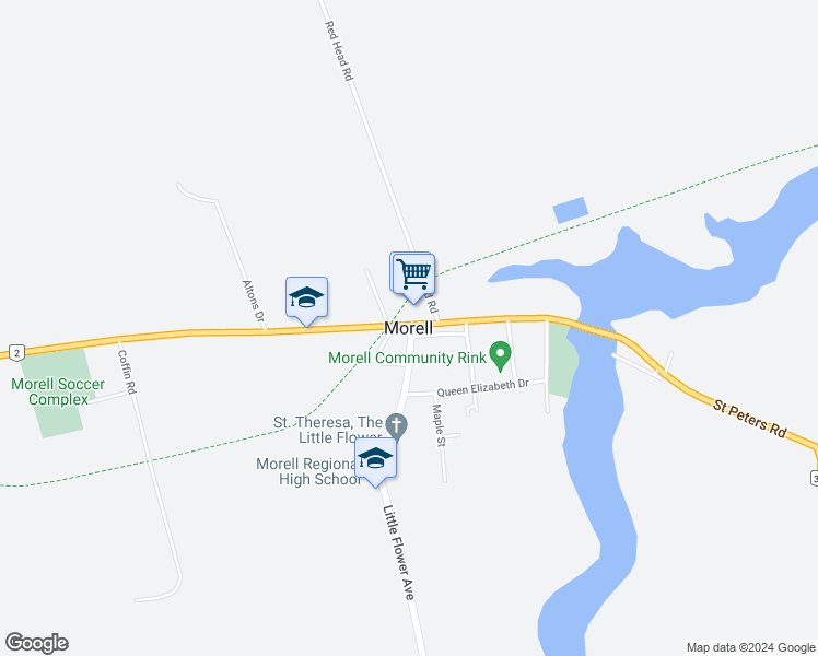 map of restaurants, bars, coffee shops, grocery stores, and more near in Morell