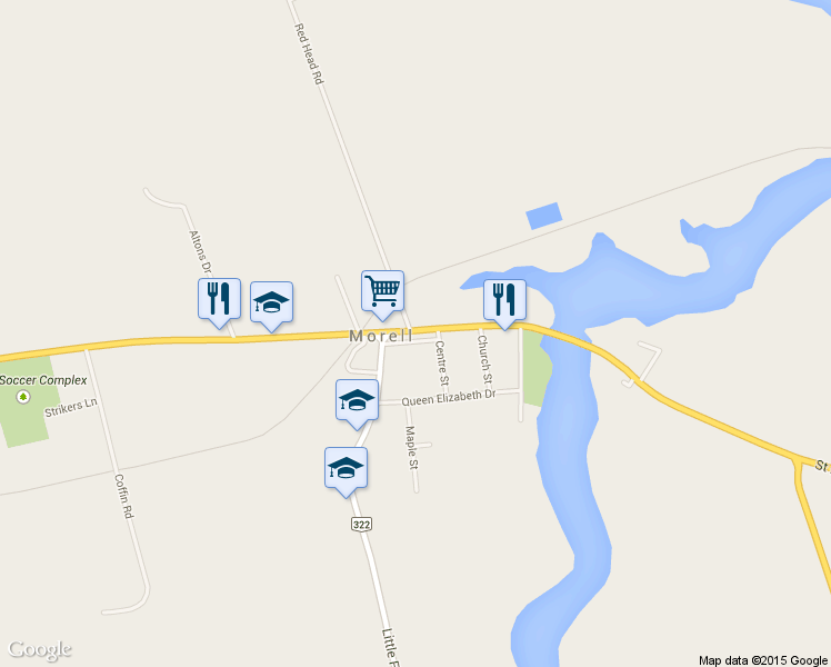 map of restaurants, bars, coffee shops, grocery stores, and more near 7675 Saint Peters Road in Morell