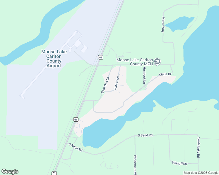 map of restaurants, bars, coffee shops, grocery stores, and more near 94681 Sunset Lane in Moose Lake