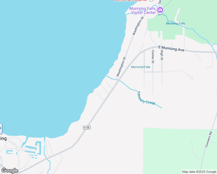 map of restaurants, bars, coffee shops, grocery stores, and more near East Munising Avenue in Munising