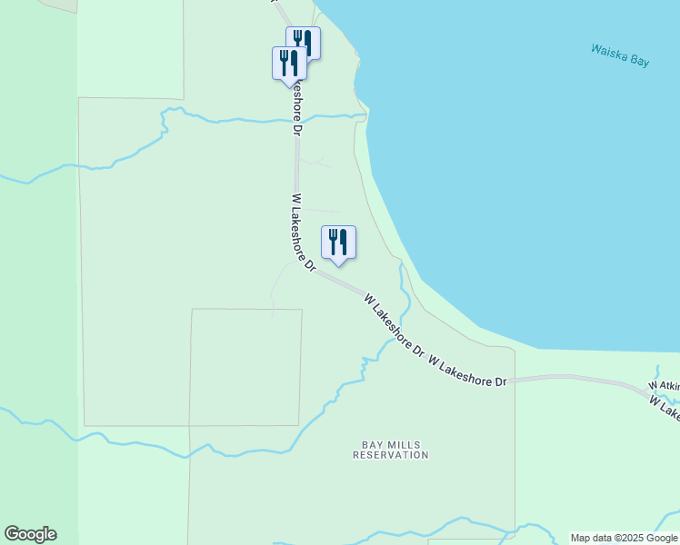 map of restaurants, bars, coffee shops, grocery stores, and more near 11136 West Lakeshore Drive in Brimley