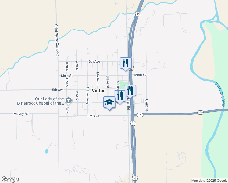 map of restaurants, bars, coffee shops, grocery stores, and more near 250 Blake Street in Victor