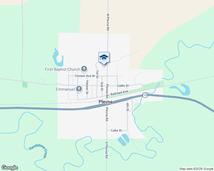 map of restaurants, bars, coffee shops, grocery stores, and more near Main Street in Plevna