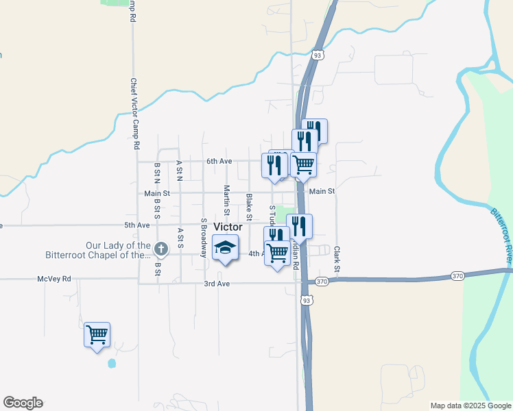 map of restaurants, bars, coffee shops, grocery stores, and more near 148 Blake Street in Victor