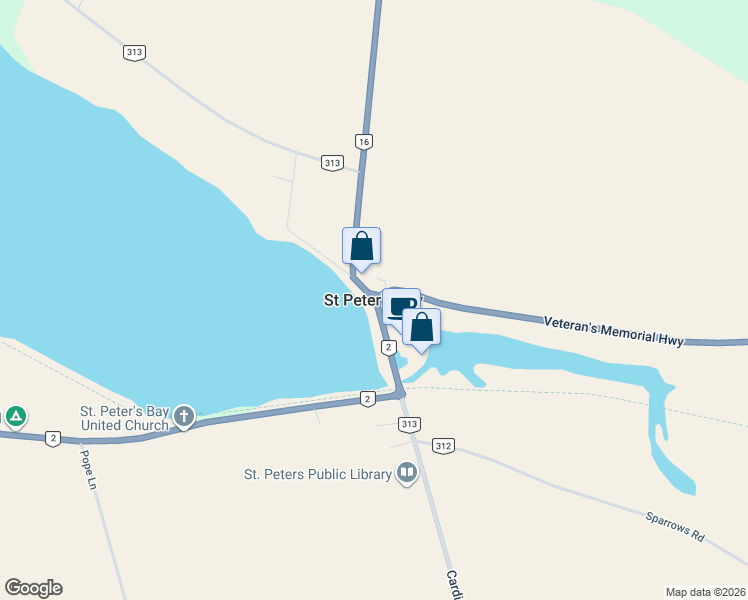 map of restaurants, bars, coffee shops, grocery stores, and more near in St. Peter's Bay