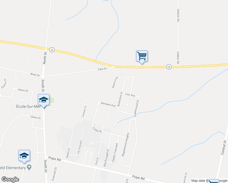 map of restaurants, bars, coffee shops, grocery stores, and more near 79 Rebecca Drive in Summerside