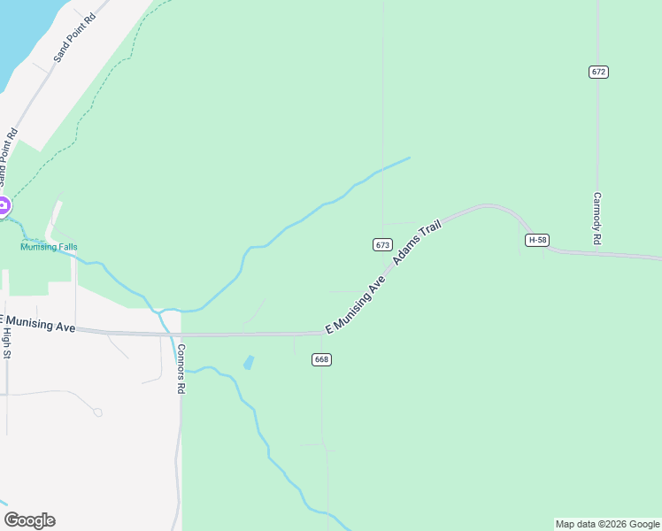 map of restaurants, bars, coffee shops, grocery stores, and more near E9858 Negilski Road in Munising