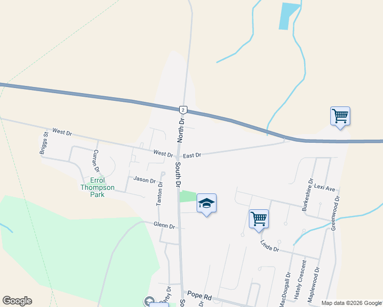 map of restaurants, bars, coffee shops, grocery stores, and more near 22 East Drive in Summerside