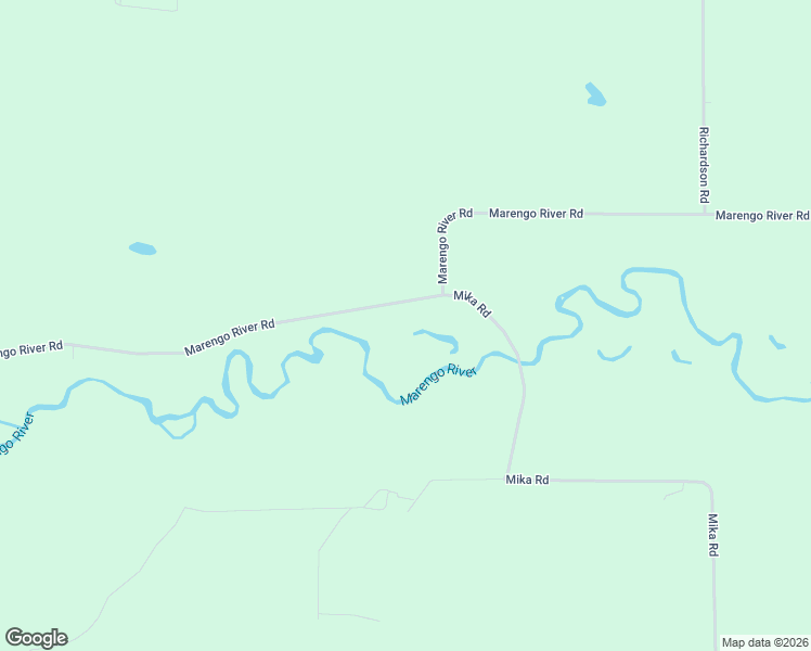 map of restaurants, bars, coffee shops, grocery stores, and more near 62327 Marengo River Road in Marengo