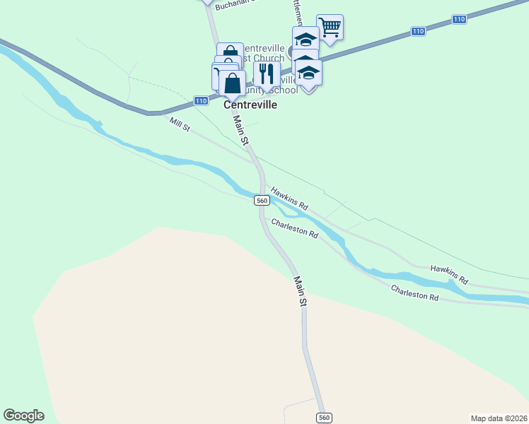 map of restaurants, bars, coffee shops, grocery stores, and more near in Centreville