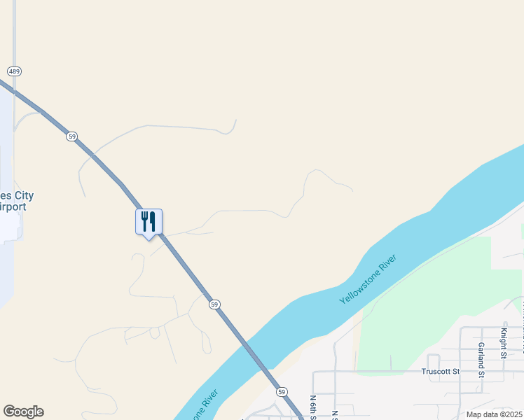 map of restaurants, bars, coffee shops, grocery stores, and more near Palisades Boulevard in Miles City