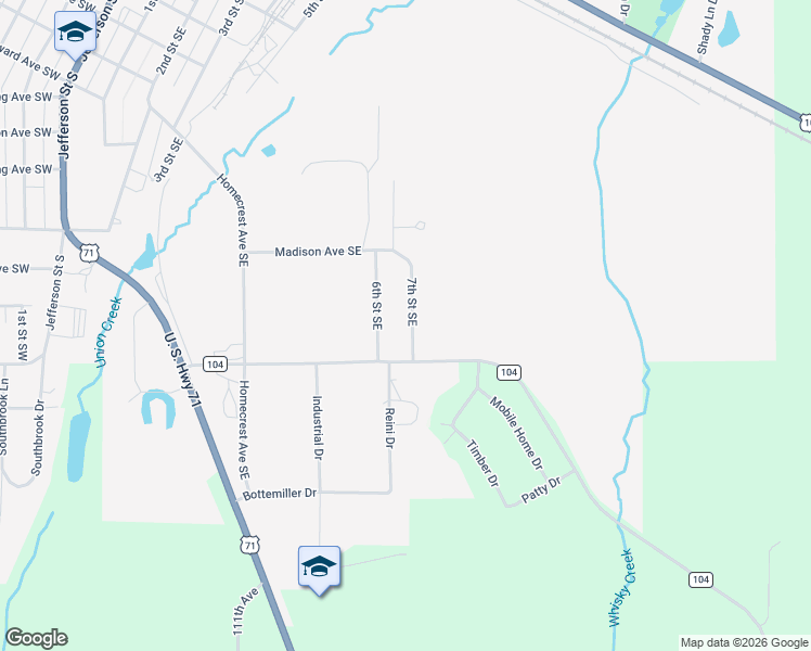map of restaurants, bars, coffee shops, grocery stores, and more near 1431 7th Street Southeast in Wadena