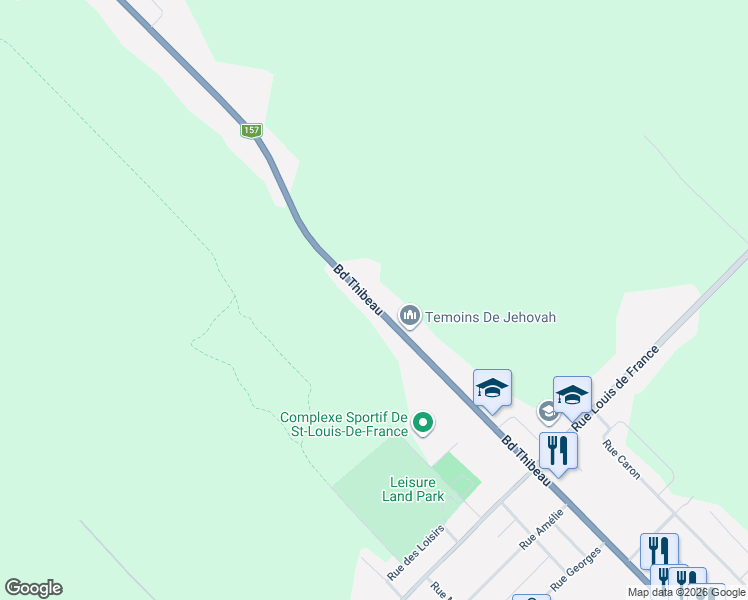 map of restaurants, bars, coffee shops, grocery stores, and more near 3365 Boulevard Thibeau in Trois-Rivières