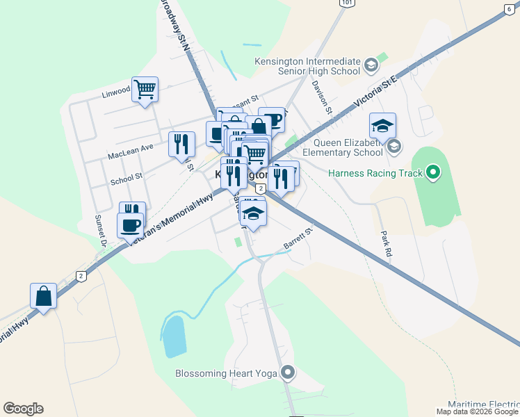 map of restaurants, bars, coffee shops, grocery stores, and more near 8 Lions Drive in Kensington