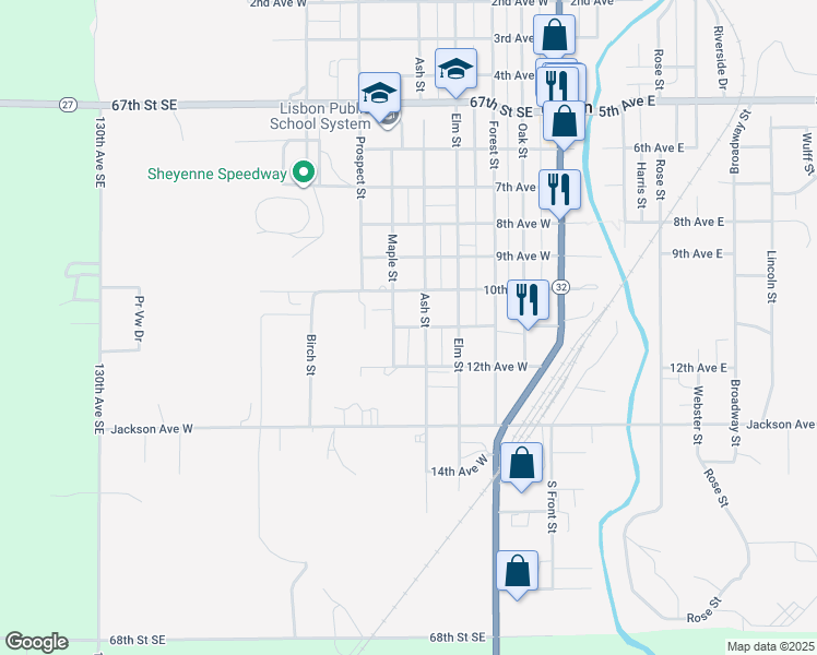 map of restaurants, bars, coffee shops, grocery stores, and more near 502 11th Avenue West in Lisbon