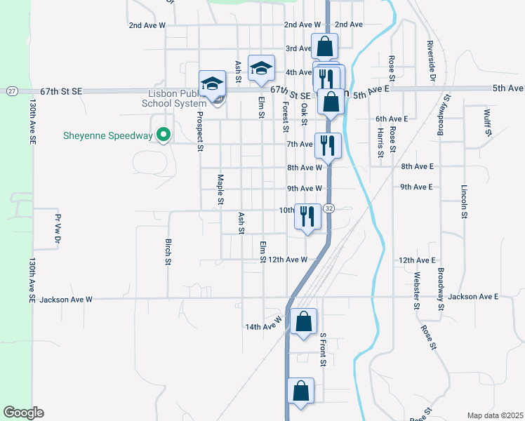 map of restaurants, bars, coffee shops, grocery stores, and more near 300 10th Avenue West in Lisbon