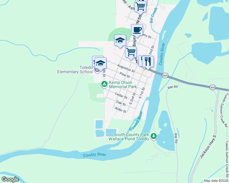 map of restaurants, bars, coffee shops, grocery stores, and more near 420 Cedar Street in Toledo