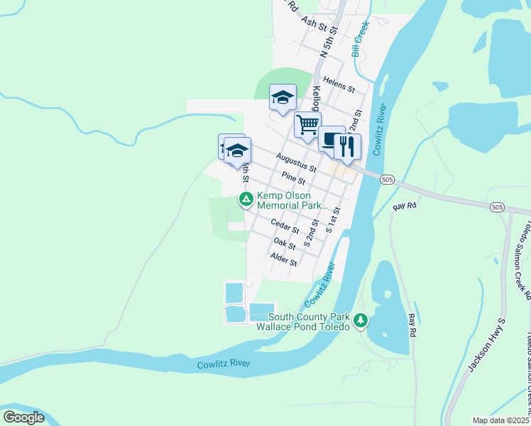 map of restaurants, bars, coffee shops, grocery stores, and more near 450 Cedar Street in Toledo