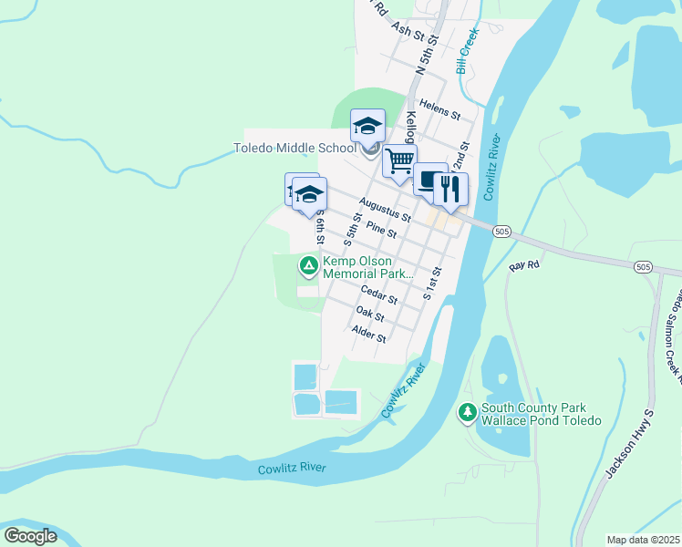 map of restaurants, bars, coffee shops, grocery stores, and more near 450 Cedar Street in Toledo