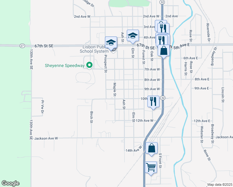 map of restaurants, bars, coffee shops, grocery stores, and more near 903 Maple Street in Lisbon