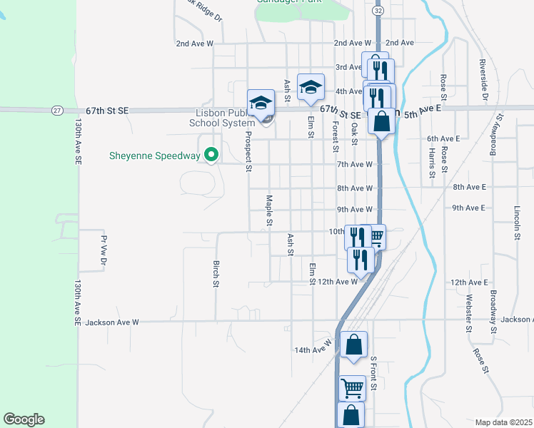 map of restaurants, bars, coffee shops, grocery stores, and more near 903 Maple Street in Lisbon