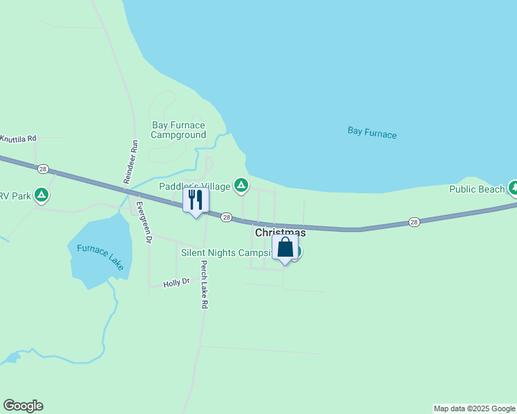 map of restaurants, bars, coffee shops, grocery stores, and more near Pinetree Road in Alger County