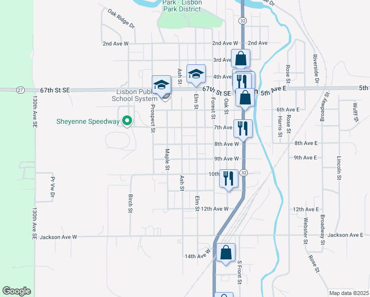 map of restaurants, bars, coffee shops, grocery stores, and more near 300-348 8th Ave W in Lisbon