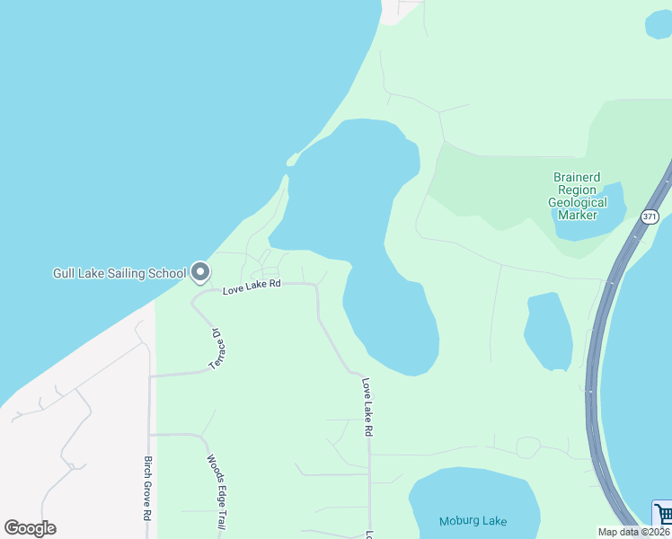 map of restaurants, bars, coffee shops, grocery stores, and more near 19524 Love Lake Road in Brainerd
