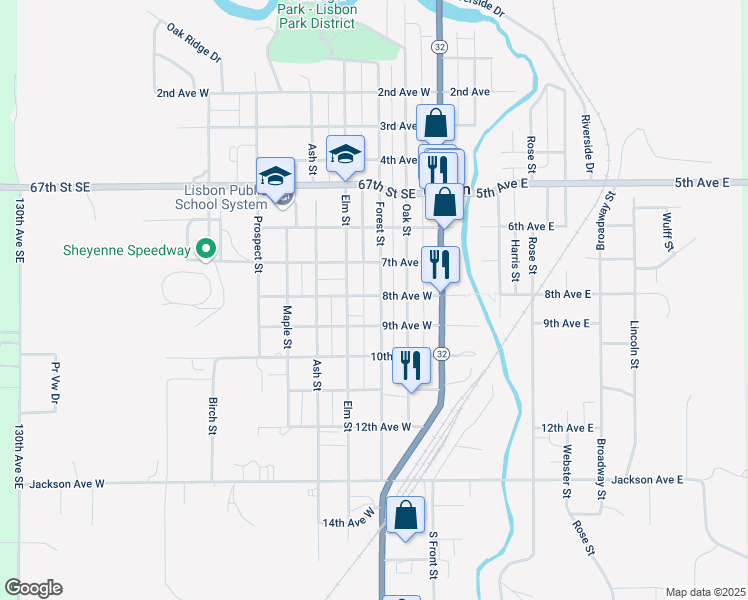 map of restaurants, bars, coffee shops, grocery stores, and more near 200-248 8th Ave W in Lisbon