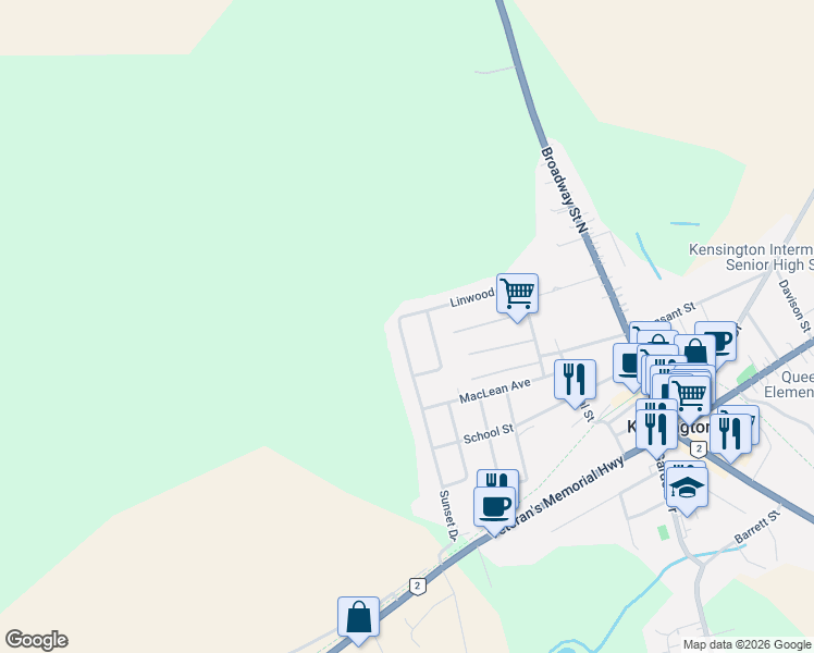 map of restaurants, bars, coffee shops, grocery stores, and more near 24 Linwood Drive in Kensington