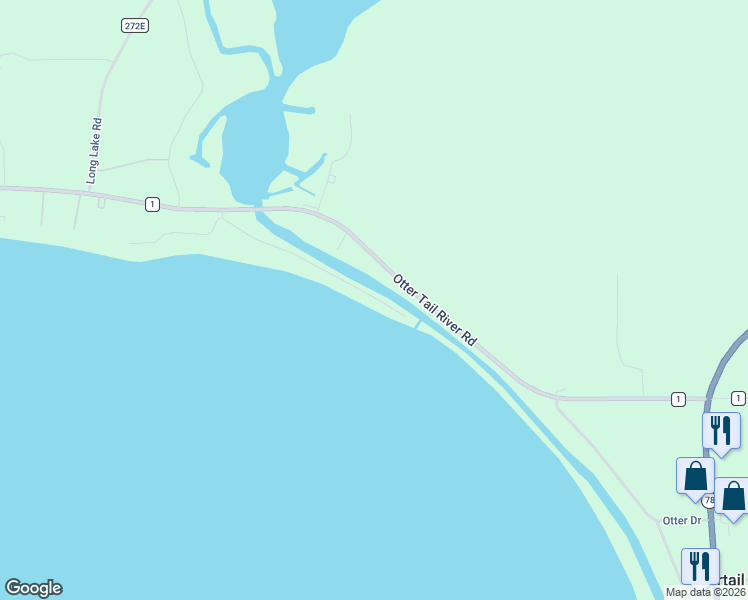 map of restaurants, bars, coffee shops, grocery stores, and more near 43109 Pleasure Park Road in Ottertail