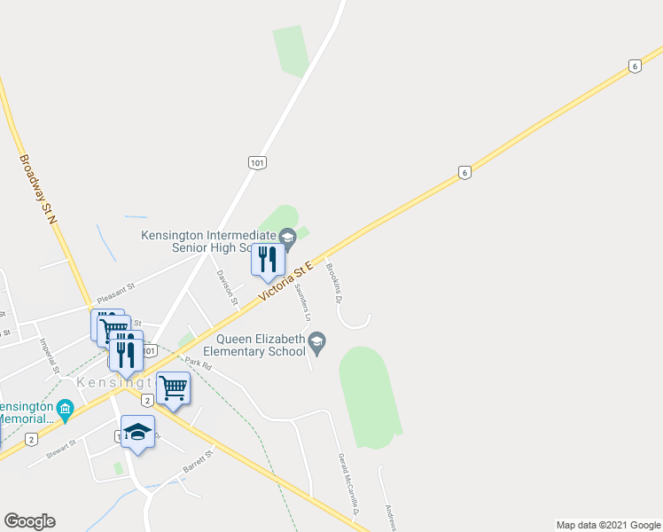 map of restaurants, bars, coffee shops, grocery stores, and more near 4 Brookins Drive in Kensington