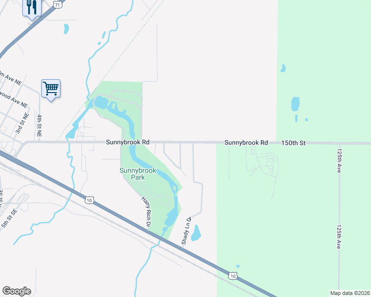 map of restaurants, bars, coffee shops, grocery stores, and more near 124 Summit Avenue in Wadena