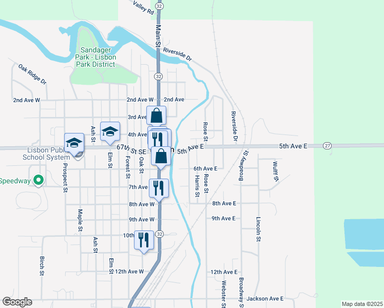 map of restaurants, bars, coffee shops, grocery stores, and more near 505 Harris Street in Lisbon