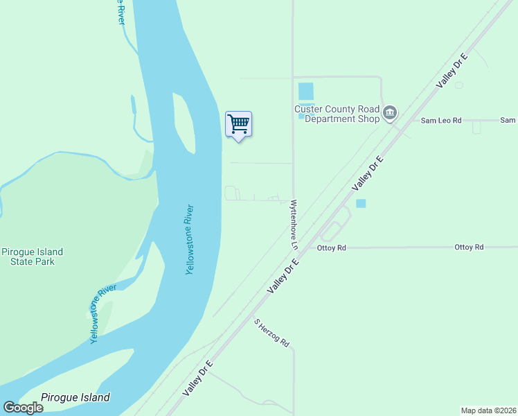 map of restaurants, bars, coffee shops, grocery stores, and more near 20 Riverview Road in Miles City