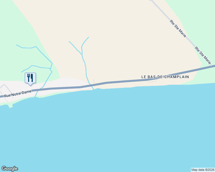 map of restaurants, bars, coffee shops, grocery stores, and more near 1146 Rue Notre-Dame in Champlain