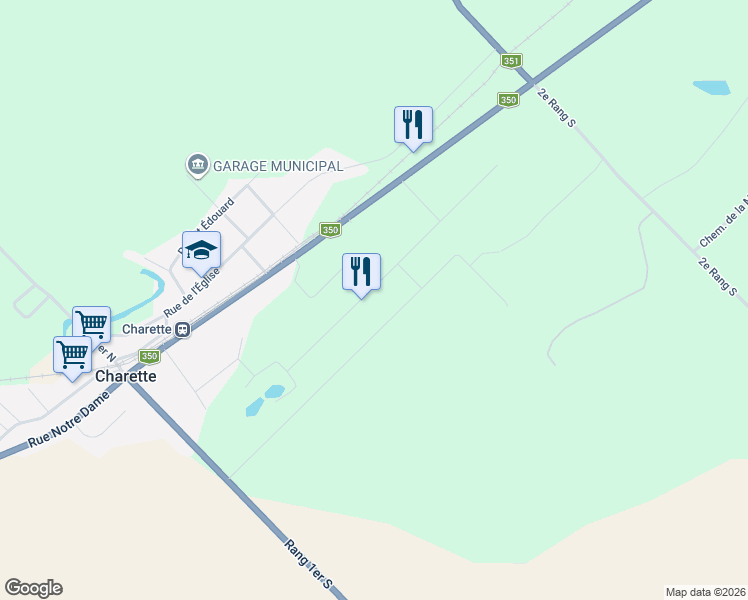 map of restaurants, bars, coffee shops, grocery stores, and more near 560 Rue des Melezes in Charette