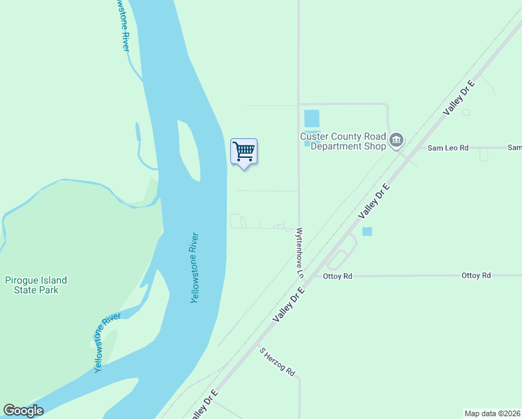 map of restaurants, bars, coffee shops, grocery stores, and more near 20 Riverview Road in Miles City