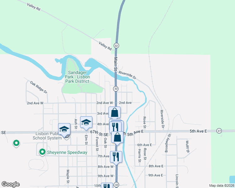 map of restaurants, bars, coffee shops, grocery stores, and more near 1-99 Main St in Lisbon