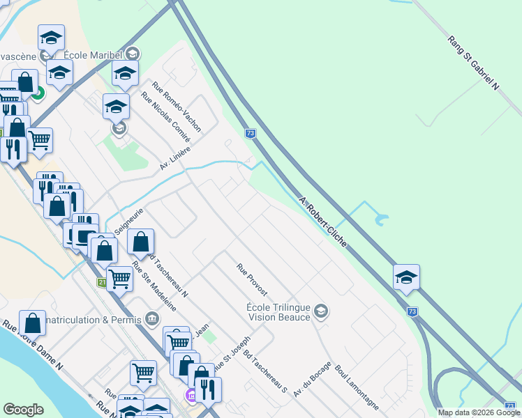 map of restaurants, bars, coffee shops, grocery stores, and more near 812 Avenue Saint-Alfred in Sainte-Marie